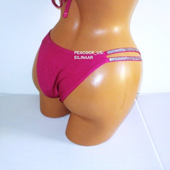 M/M Victoria Secret Shine Strap Logo Triangle Top & Brazilian Bikini Bottom Set - Picture 5 of 10